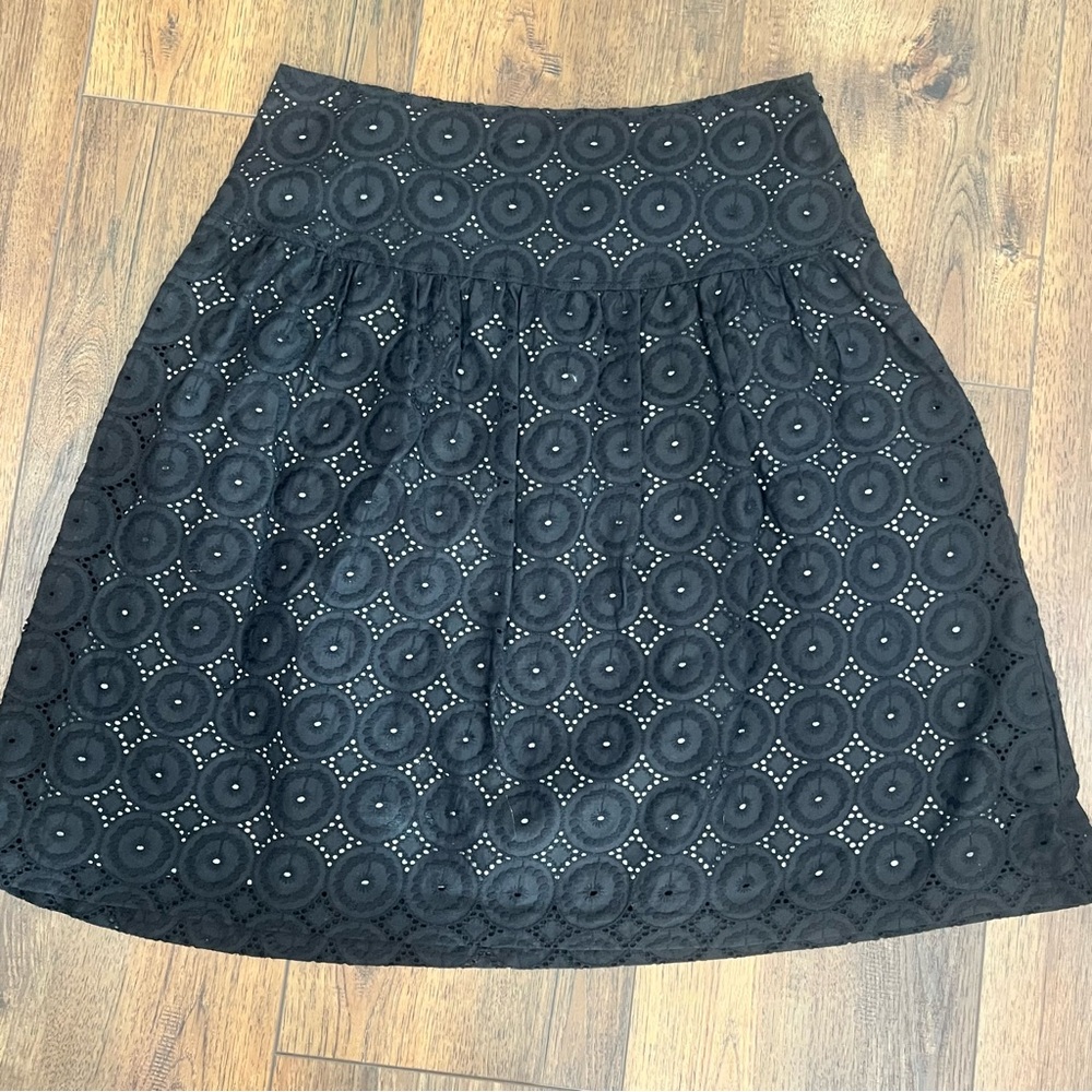 Apostrophe Black Eyelet A-Line Circle Cutwork Skirt